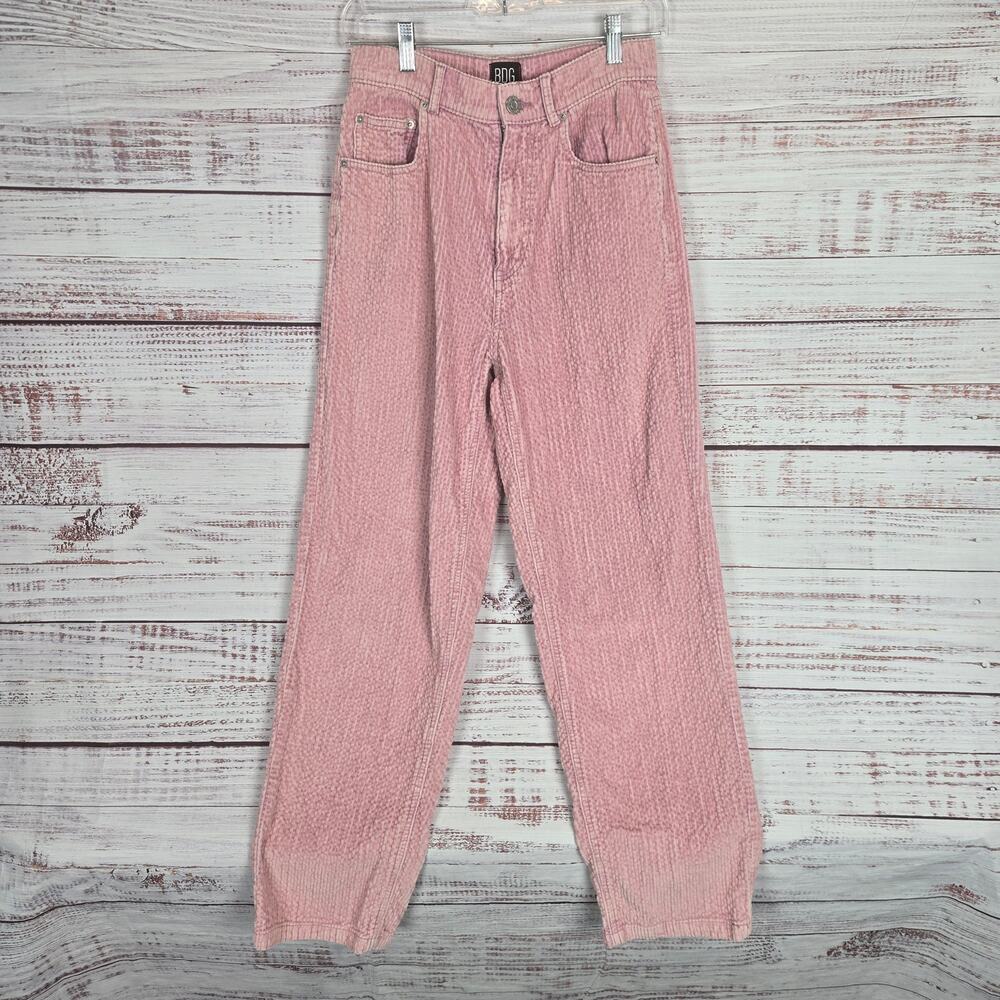 BDG UO Pink Wide Wale Corduroy Pants Size 27(4) High Rise Baggy Preppy Cozy Warm